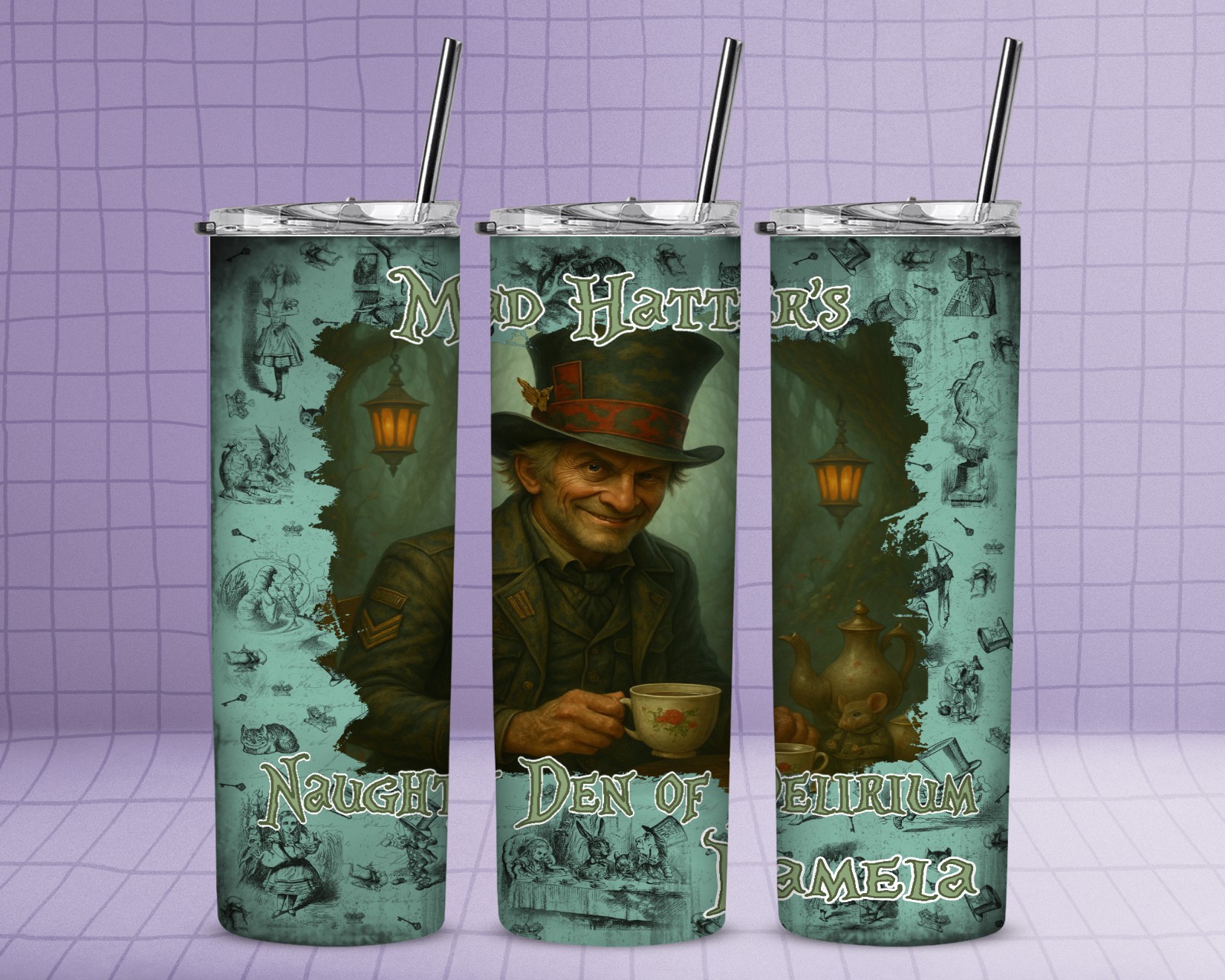 Mad Hatter’s Den of Delirium Wonderland Tumbler – 4 Designs - Image 5