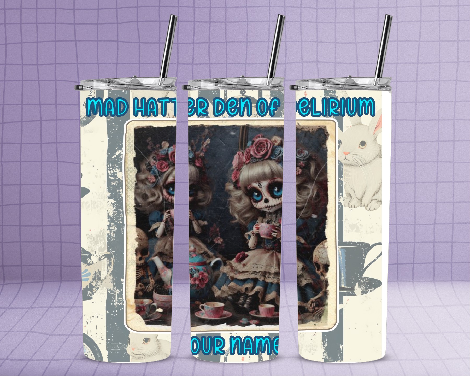Mad Hatter’s Den of Delirium Wonderland Tumbler – 4 Designs