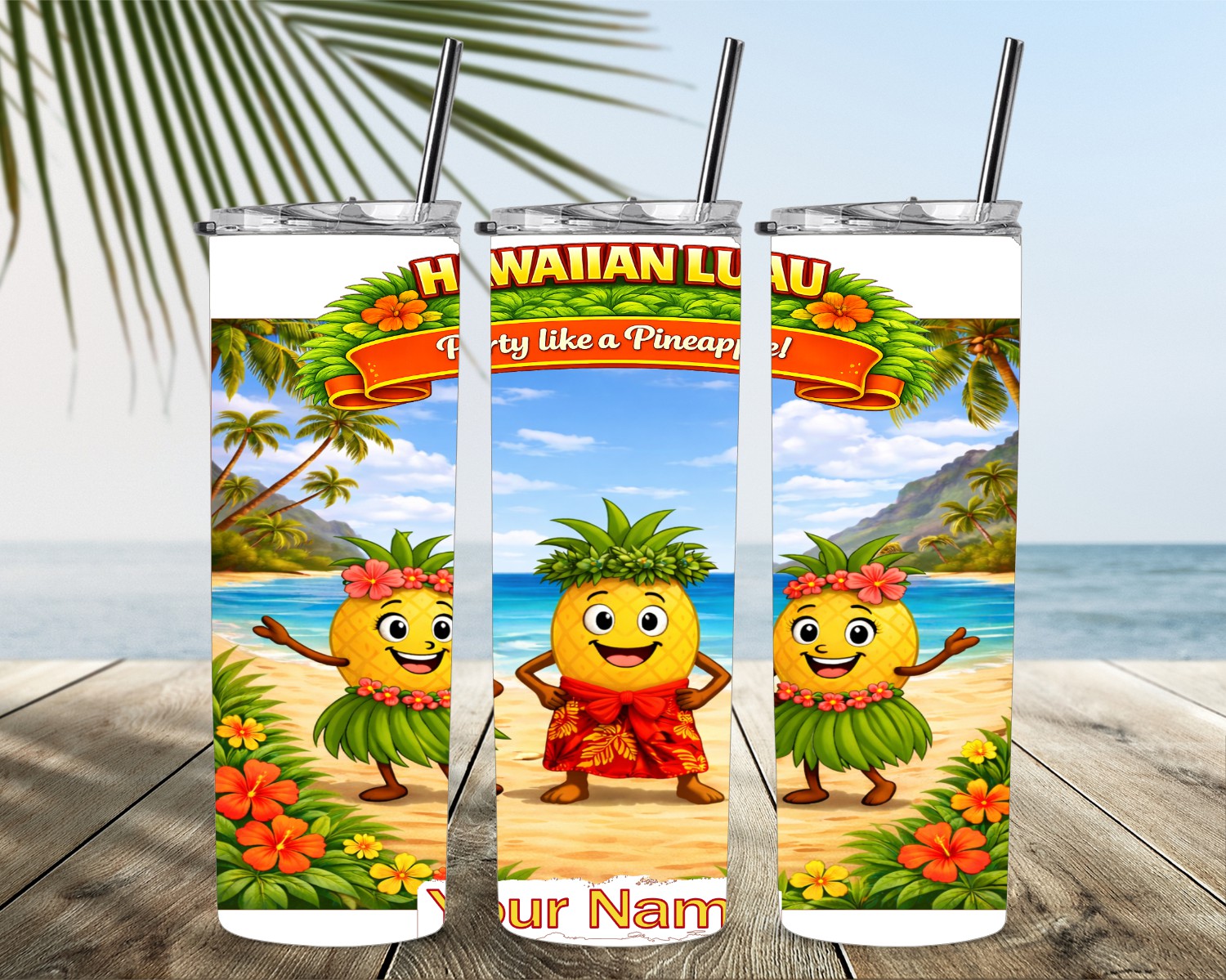 Hawaiian Luau Party Edition Skinny Tumbler – 20 or 30 oz - Image 4