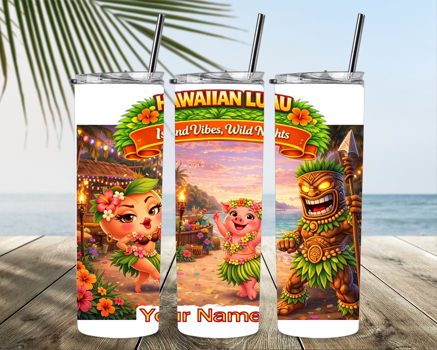 Hawaiian Luau Party Edition Skinny Tumbler – 20 or 30 oz - Image 9