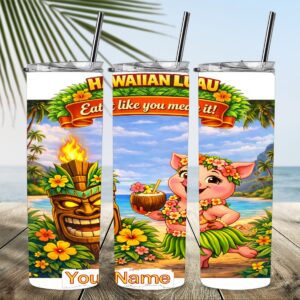 Hawaiian Luau Party Edition Skinny Tumbler – 20 or 30 oz