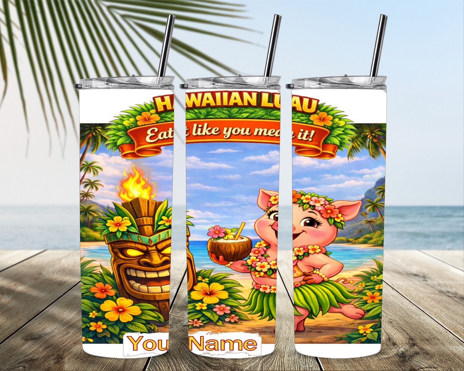Hawaiian Luau Party Edition Skinny Tumbler – 20 or 30 oz