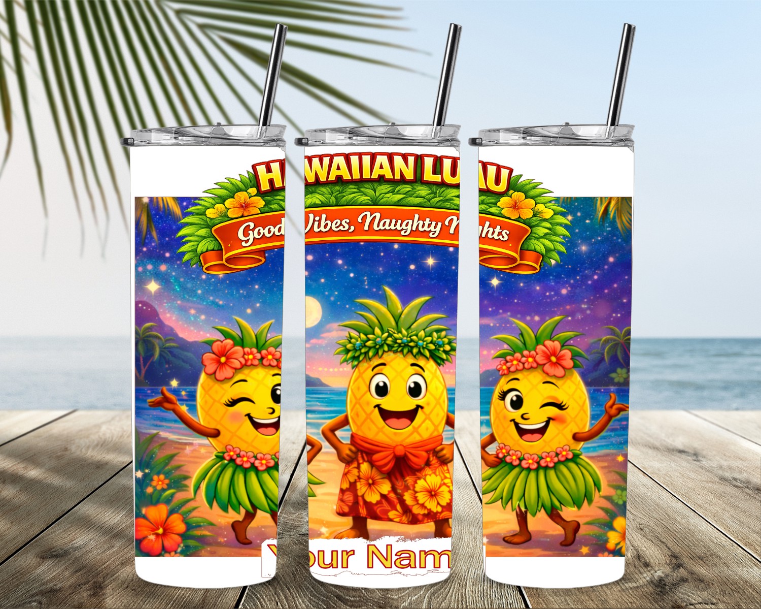 Hawaiian Luau Party Edition Skinny Tumbler – 20 or 30 oz - Image 7