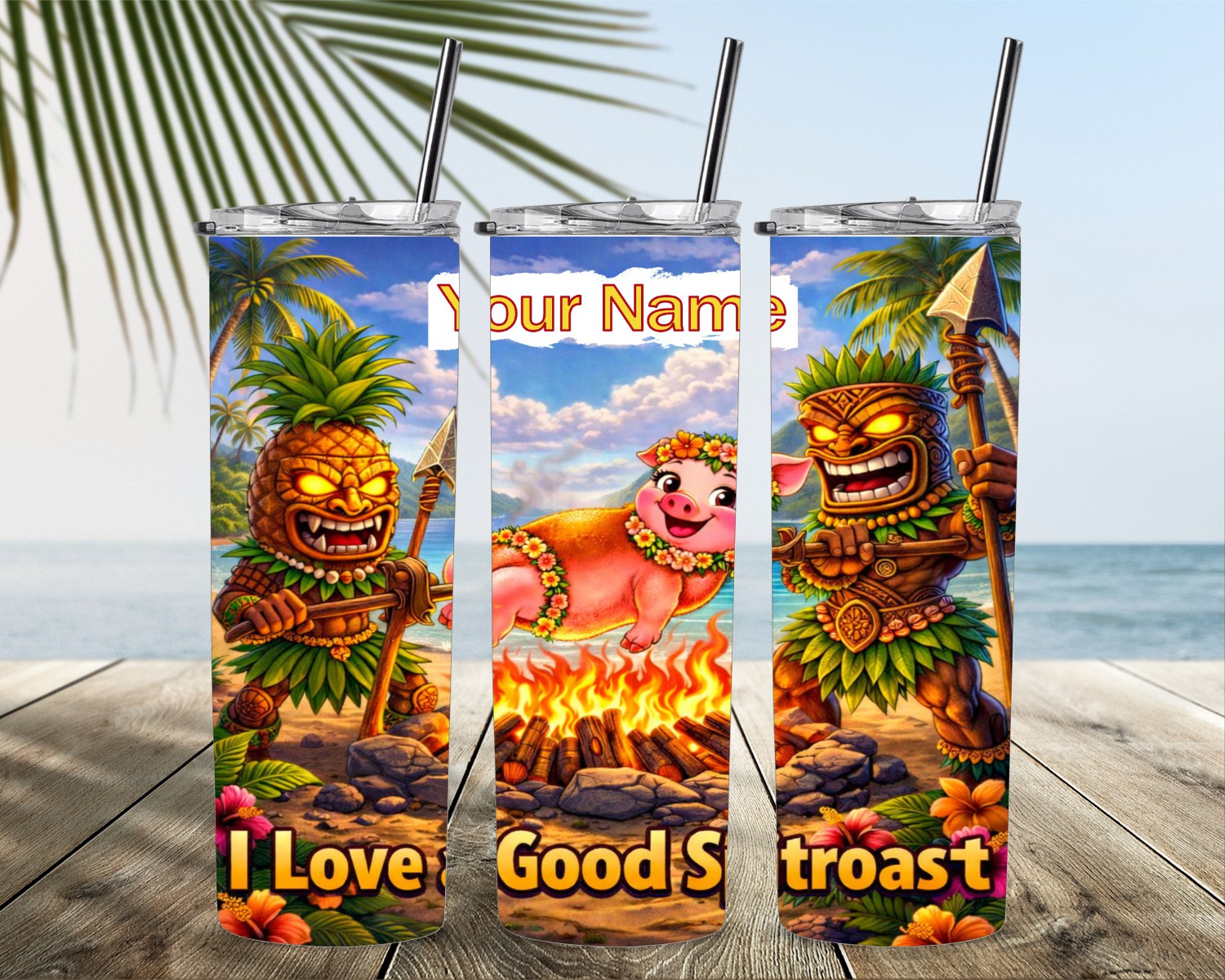 Hawaiian Luau Party Edition Skinny Tumbler – 20 or 30 oz - Image 6